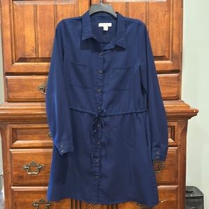 Forever 21 Navy Blue Button Up Dress Size L Large